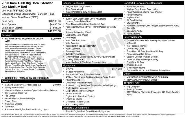 2020 RAM 1500 Big Horn/Lone Star