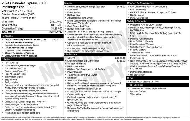 2024 Chevrolet Express 3500 LT Passenger