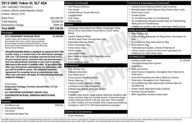 2013 GMC Yukon XL SLT 1500