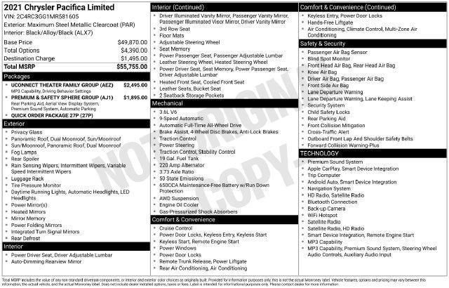 2021 Chrysler Pacifica Limited