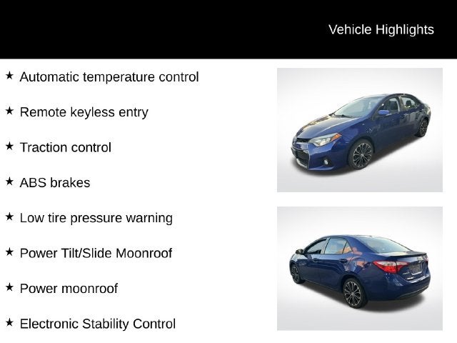 2015 Toyota COROLLA S Premium