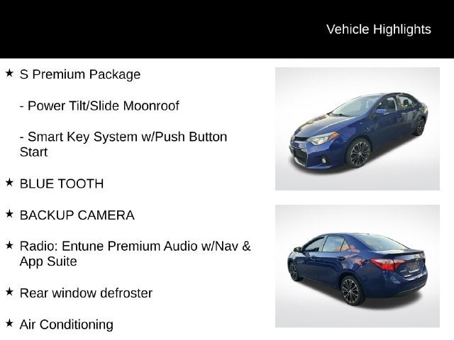 2015 Toyota COROLLA S Premium