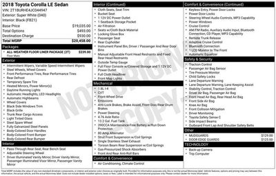 2018 Toyota COROLLA LE