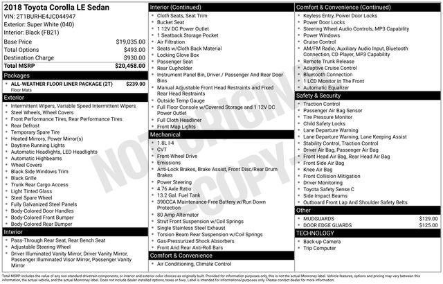 2018 Toyota COROLLA LE