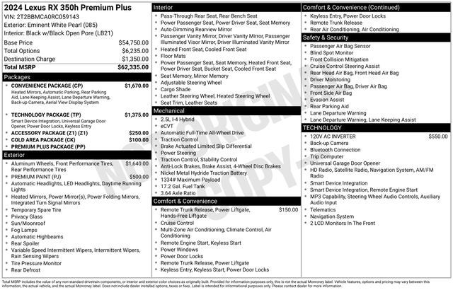 2024 Lexus RX 350h Premium Plus