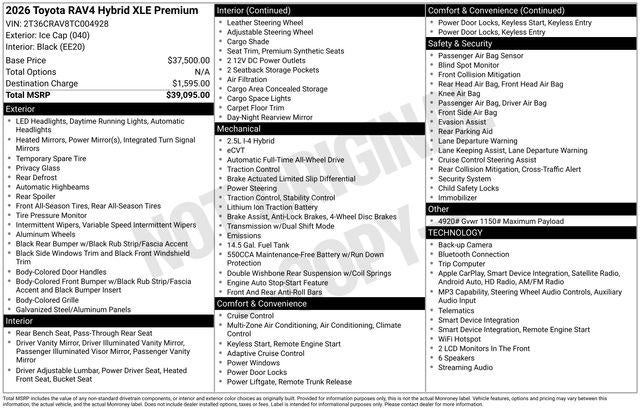 2026 Toyota RAV4 XLE Premium
