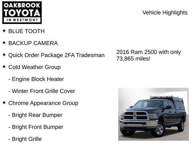 2016 RAM 2500 Tradesman LONG BED TOP CAMPING