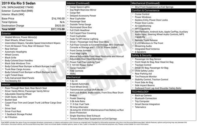 2019 Kia Rio S