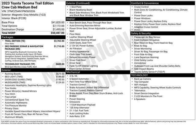 2023 Toyota TACOMA TRAIL Trail Edition V6