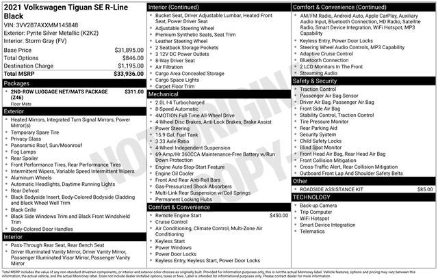2021 Volkswagen Tiguan 2.0T SE R-Line Black