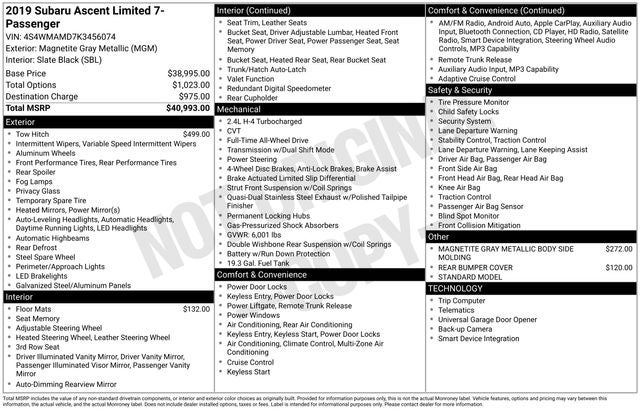 2019 Subaru Ascent Limited