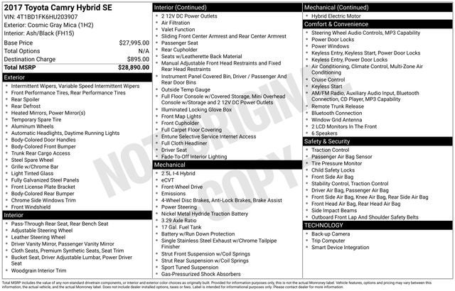 2017 Toyota Camry Hybrid SE