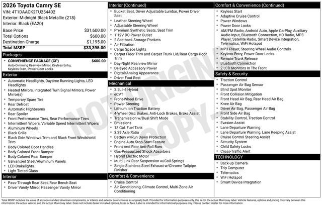 2026 Toyota CAMRY SE