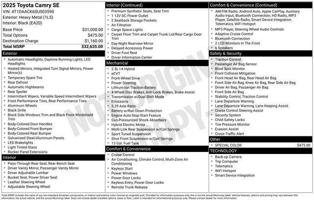 2025 Toyota CAMRY SE