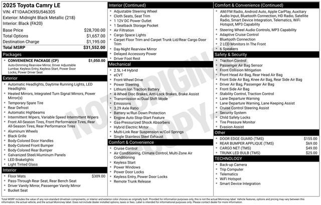 2025 Toyota CAMRY LE