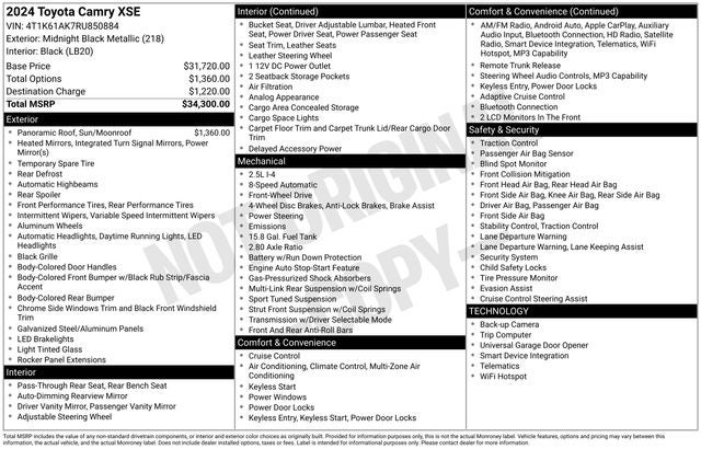2024 Toyota Camry XSE