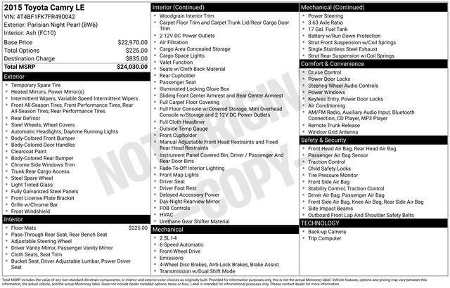 2015 Toyota CAMRY XLE