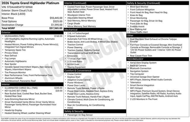 2026 Toyota Grand Highlander Platinum