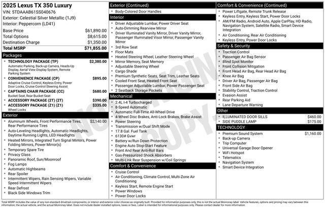 2025 Lexus TX 350 AWD 350 Luxury