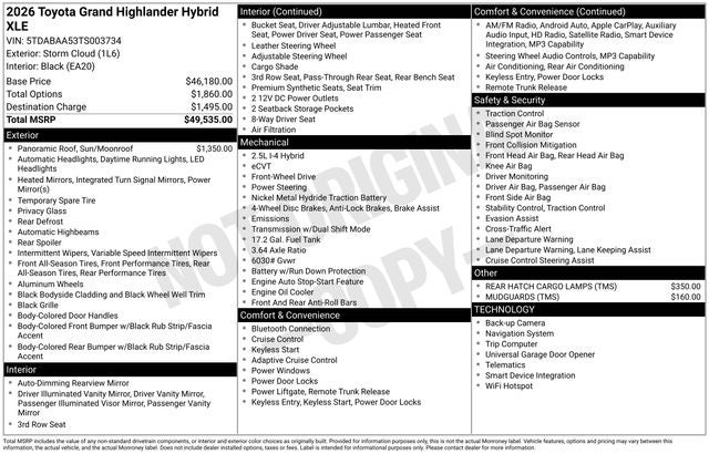 2026 Toyota GRAND HIGHLANDER HEV XLE