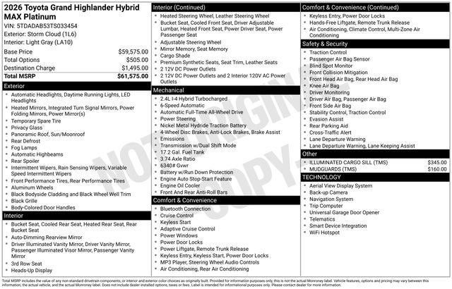 2026 Toyota GRAND HIGHLANDER HEV MAX Platinum