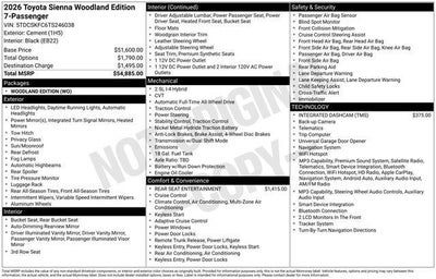 2026 Toyota SIENNA XLE AWD Woodland Edition 7 Passenger