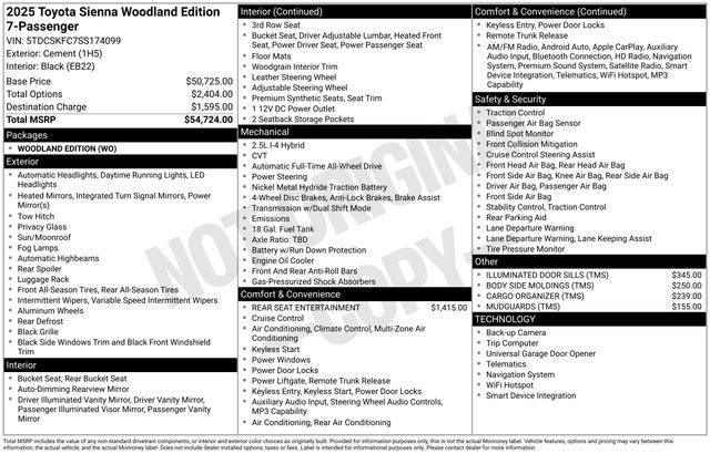 2025 Toyota Sienna Woodland Edition 7 Passenger