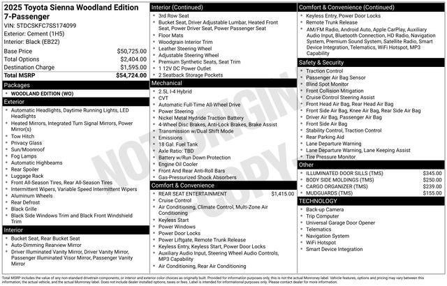 2025 Toyota Sienna Woodland Edition 7 Passenger