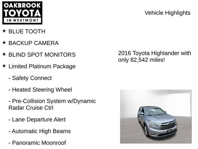 2016 Toyota Highlander Limited Platinum V6