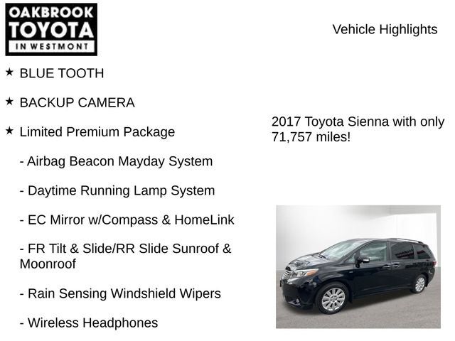 2017 Toyota SIENNA LTD PREM Limited Premium 7 Passenger