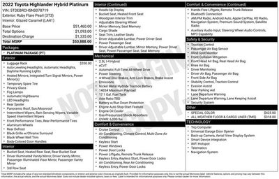2022 Toyota Highlander Hybrid Platinum