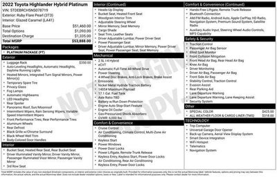 2022 Toyota Highlander Hybrid Platinum