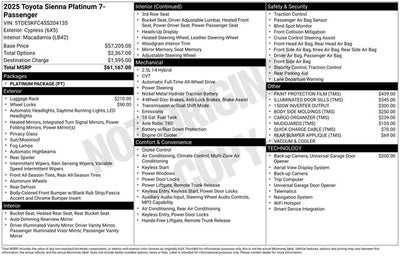 2025 Toyota Sienna Platinum 7 Passenger