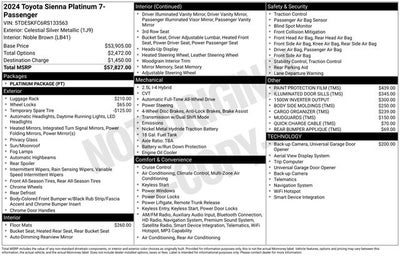 2024 Toyota Sienna Platinum 7 Passenger