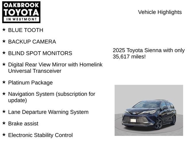 2025 Toyota Sienna Platinum 7 Passenger