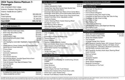 2024 Toyota Sienna Platinum 7 Passenger