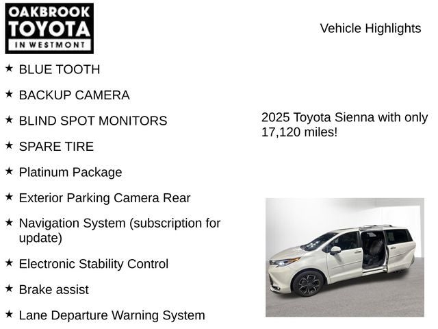 2025 Toyota Sienna Platinum 7 Passenger