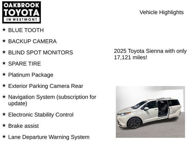 2025 Toyota SIENNA PLT AWD Platinum 7 Passenger