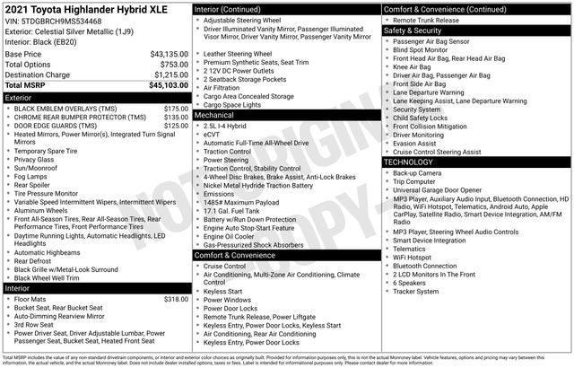 2021 Toyota Highlander Hybrid XLE