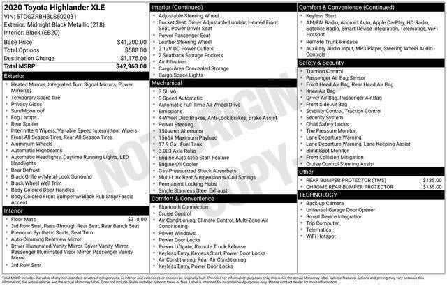 2020 Toyota HIGHLANDER XLE