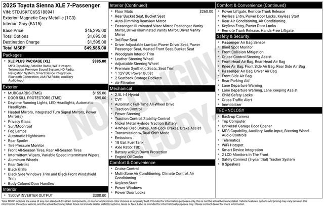 2025 Toyota Sienna XLE 7 Passenger