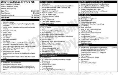2026 Toyota Highlander Hybrid XLE
