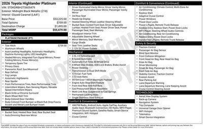 2026 Toyota HIGHLANDER Platinum