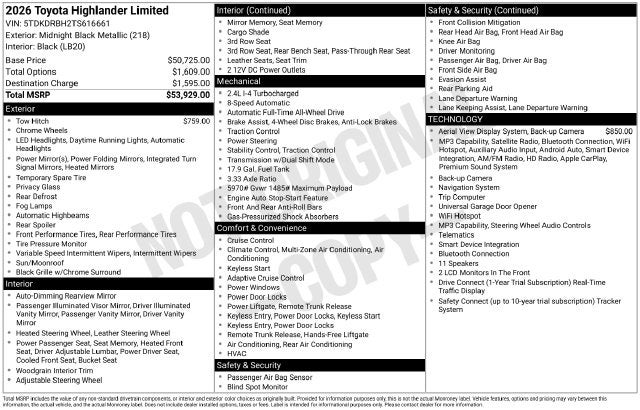 2026 Toyota Highlander Limited