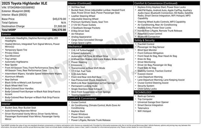 2025 Toyota HIGHLANDER XLE