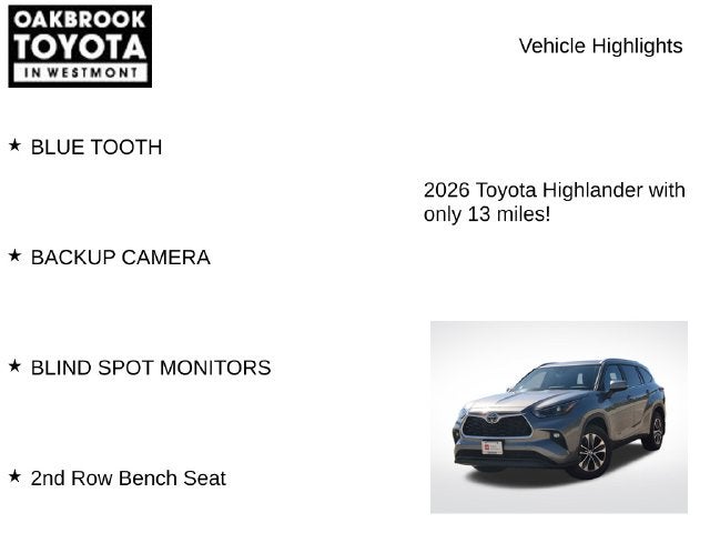 2026 Toyota Highlander XLE