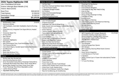 2026 Toyota Highlander XSE