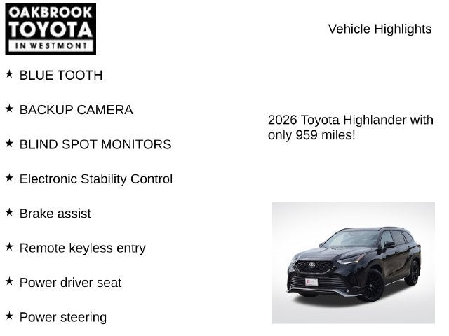 2026 Toyota Highlander XSE