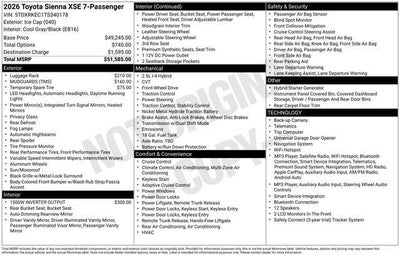 2026 Toyota Sienna XSE 7 Passenger