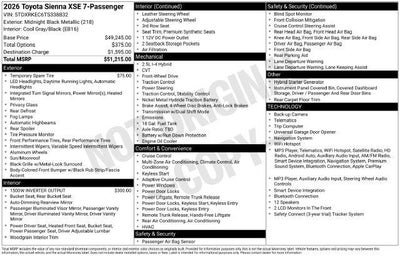 2026 Toyota Sienna XSE 7 Passenger